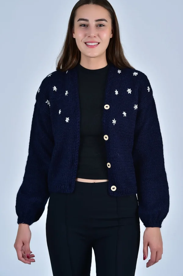 Fanm Mon SISTER BLOOM WHITE FLORAL Button Front Cardigan