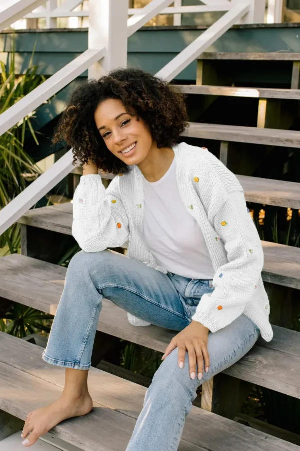 Fanm Mon WILD FLOWERS ROSE BLOOM Cotton Cardigan