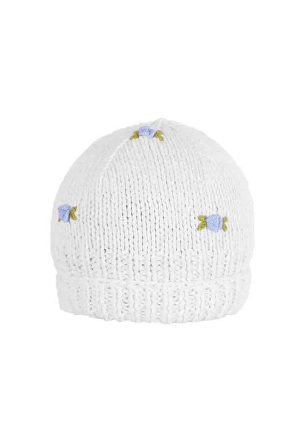 Fanm Mon WINTER BLOOM BLUE ROSE Cotton Beanie Hat