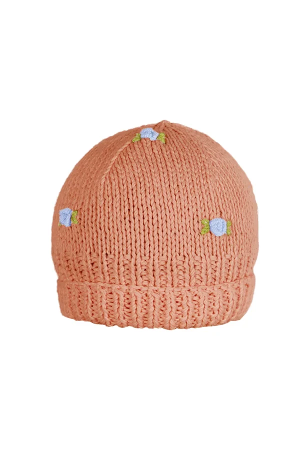 Fanm Mon WINTER BLOOM BLUE ROSE Cotton Beanie Hat
