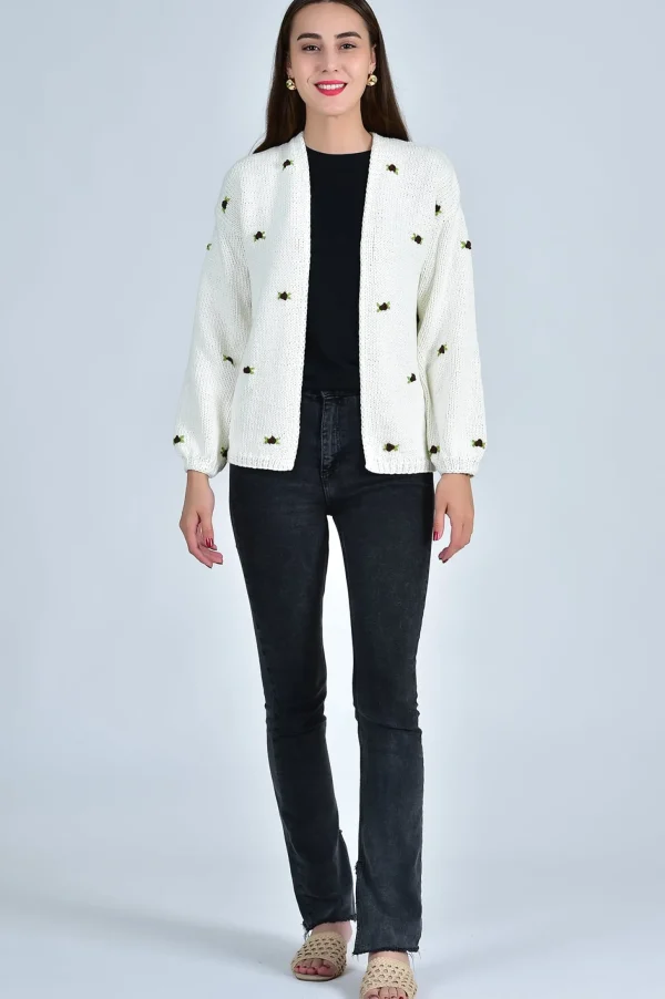 Fanm Mon WINTER BLOOM BROWN ROSE Cotton Cardigan