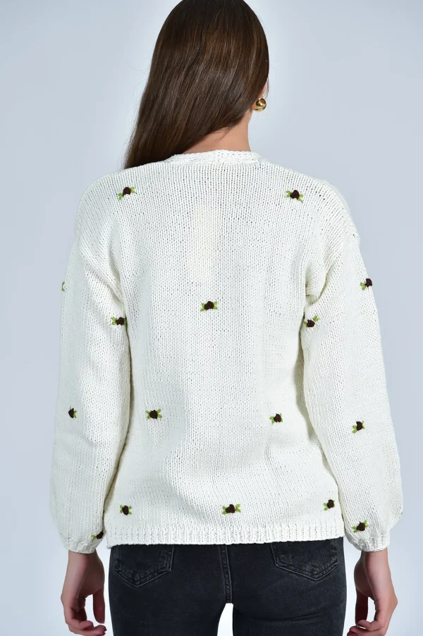 Fanm Mon WINTER BLOOM BROWN ROSE Cotton Cardigan