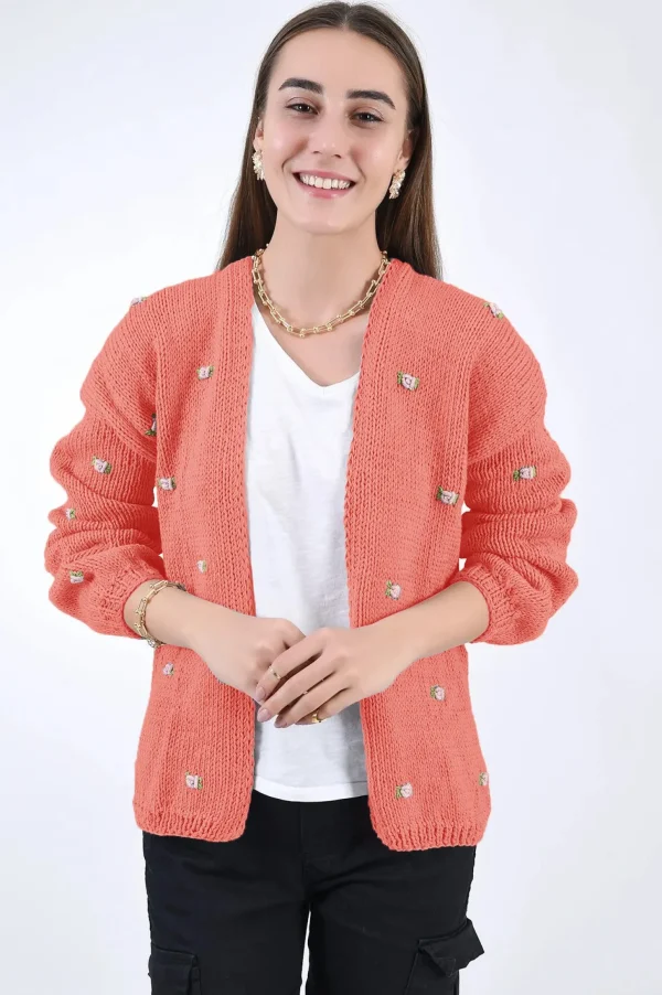 Fanm Mon WINTER BLOOM PINK ROSE Cotton Cardigan