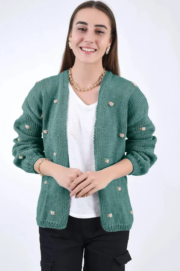 Fanm Mon WINTER BLOOM PINK ROSE Cotton Cardigan