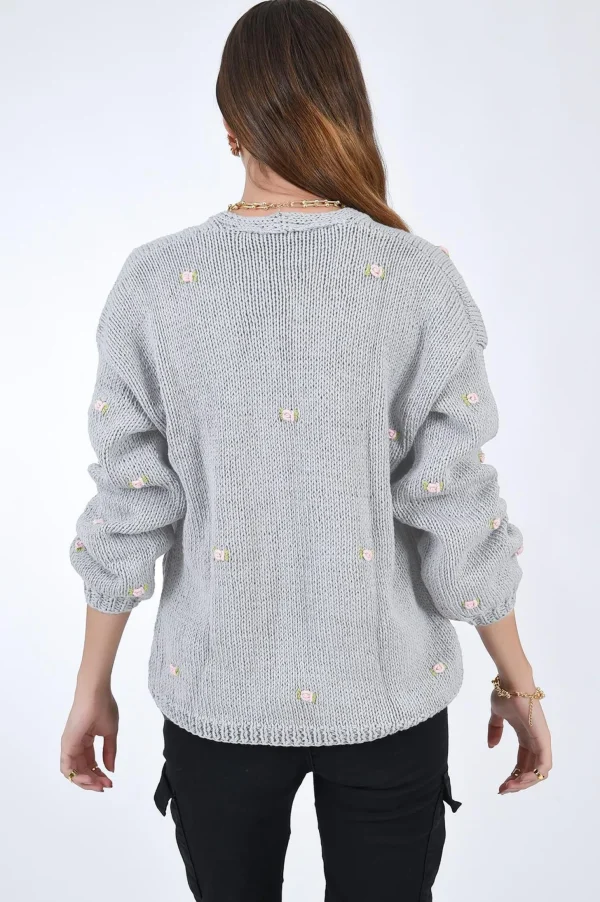 Fanm Mon WINTER BLOOM PINK ROSE Cotton Cardigan