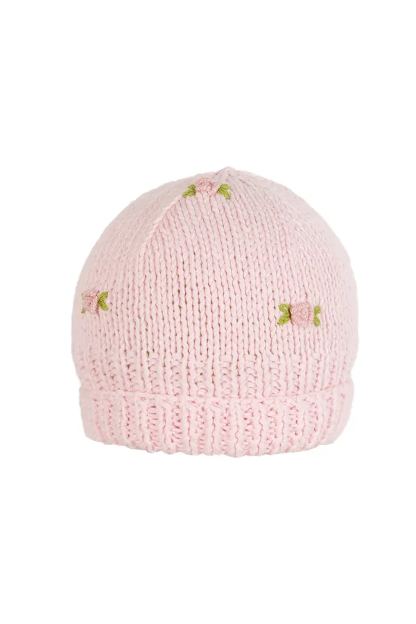 Fanm Mon WINTER BLOOM PINK ROSE Cotton Beanie Hat