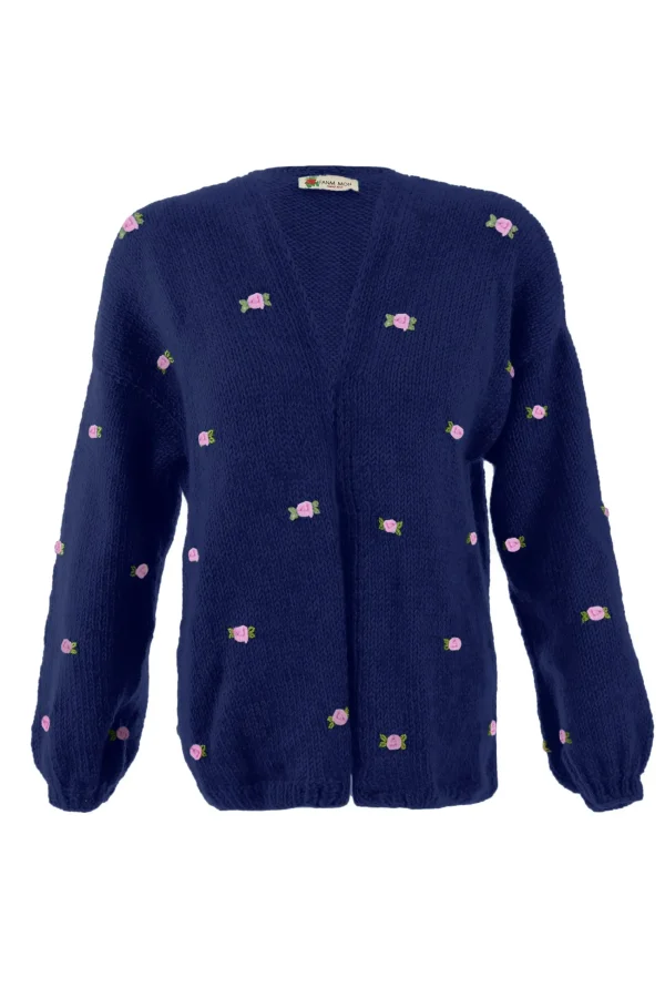 Fanm Mon WINTER BLOOM PINK ROSE Wool Cardigan