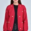 Fanm Mon WINTER BLOOM WHITE ROSE Cotton Cardigan