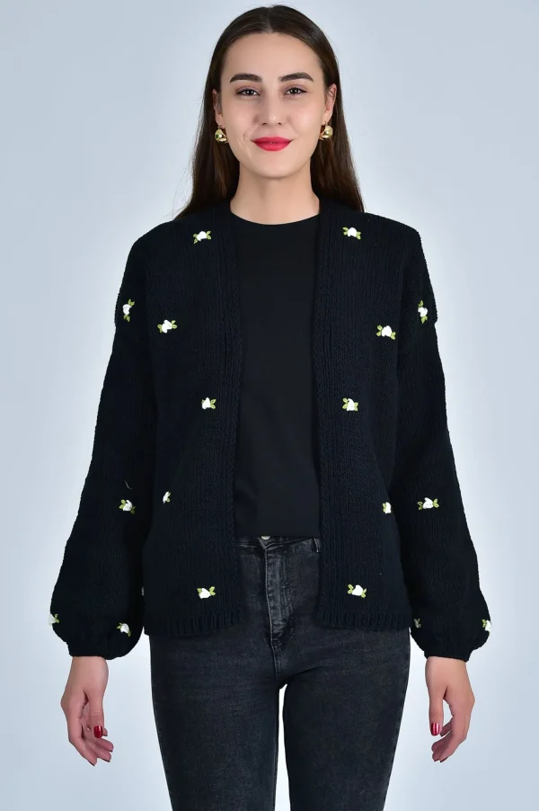 Fanm Mon WINTER BLOOM WHITE ROSE Cotton Cardigan