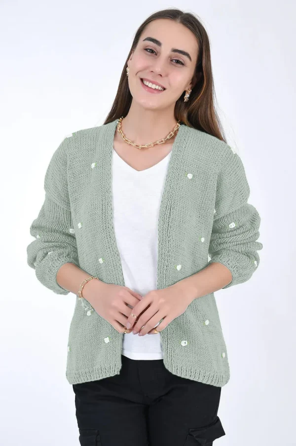 Fanm Mon WINTER BLOOM WHITE ROSE Cotton Cardigan