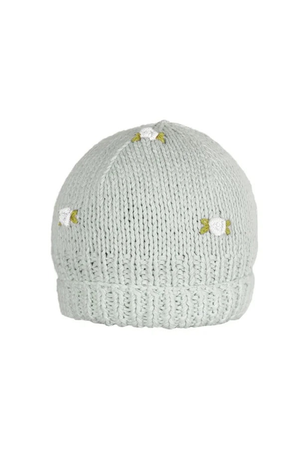 Fanm Mon WINTER BLOOM WHITE ROSE Cotton Beanie Hat