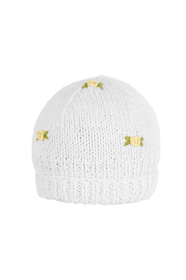 Fanm Mon WINTER BLOOM YELLOW ROSE Cotton Beanie Hat
