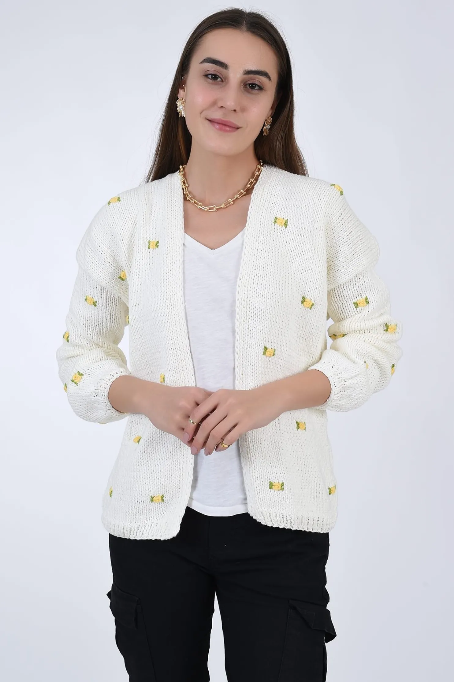winter_bloom_yellow_rose__0.webp Fanm Mon WINTER BLOOM YELLOW ROSE Cotton Cardigan