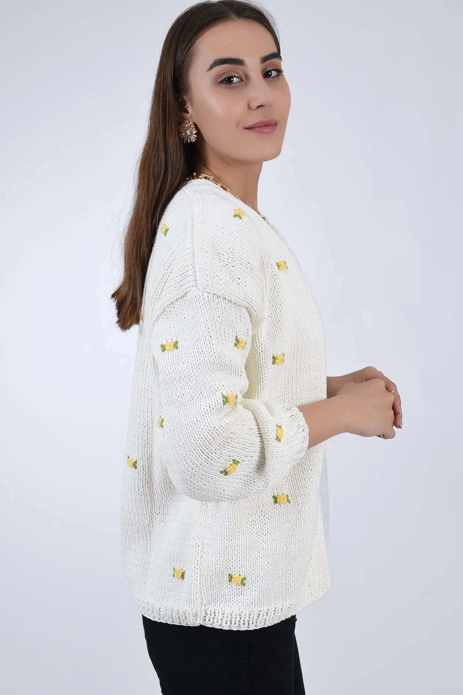 winter_bloom_yellow_rose__1.webp Fanm Mon WINTER BLOOM YELLOW ROSE Cotton Cardigan