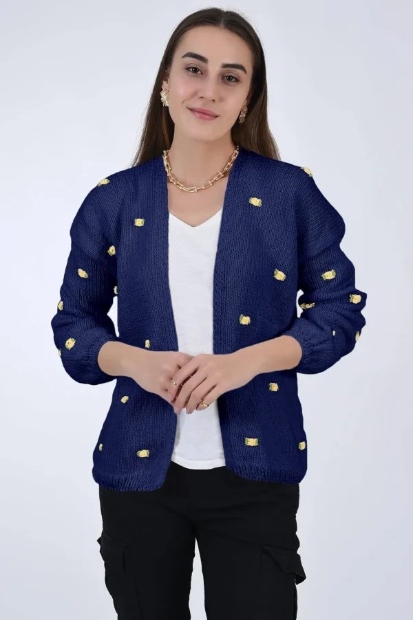 Fanm Mon WINTER BLOOM YELLOW ROSE Cotton Cardigan