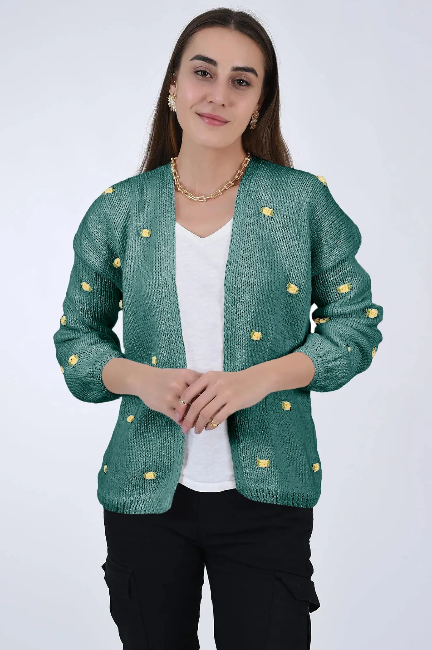 winter_bloom_yellow_rose__8.webp Fanm Mon WINTER BLOOM YELLOW ROSE Cotton Cardigan