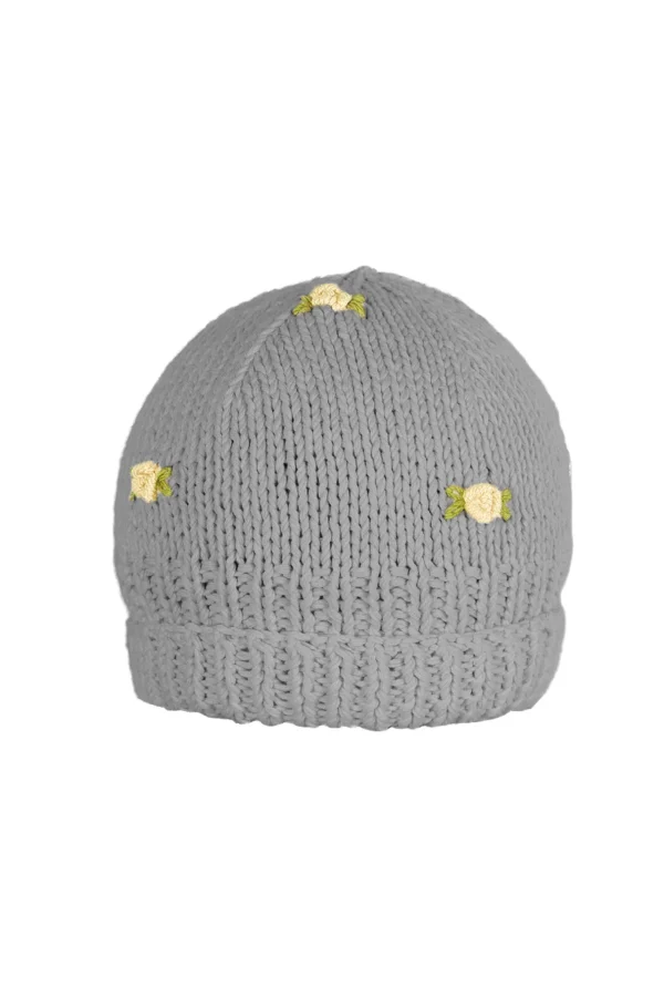 Fanm Mon WINTER BLOOM YELLOW ROSE Cotton Beanie Hat